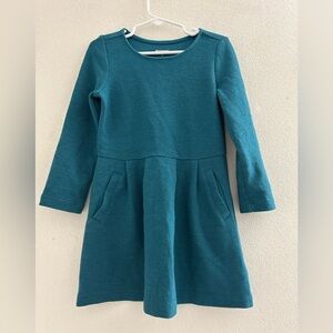 Teal Long Sleeve Ribbed Kids Dress. Girls size 4 XS